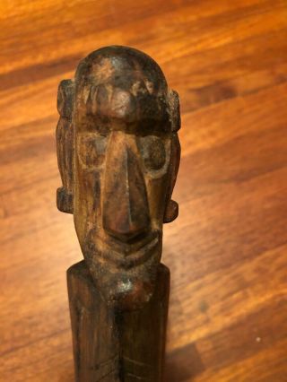 Vintage 50s 60s Easter Island Hand Carved Moai Kavakava Wood Tiki Statue 10 - 1/2” 8