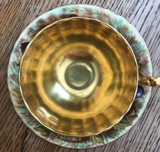 Vintage Aynsley Heavy Gold Orchard Fruit Tea Cup & Saucer Signed N Brunt 2