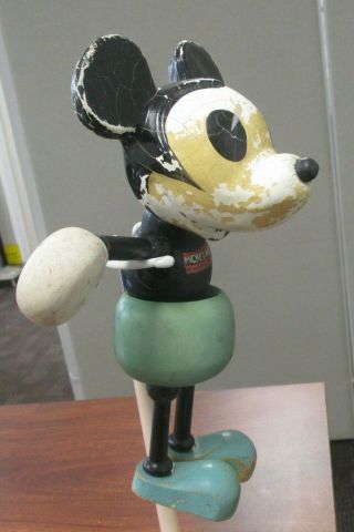 Vtg FUN - E - FLEX JOINTED WOOD w/COMPOSITION HEAD MICKEY MOUSE DOLL 9 - 3/4 