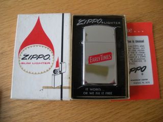 Vintage 1973 Early Times Double Sided Zippo Lighter Never Fired