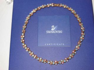 Vintage & Rare Signed Swarovski Blue & Purple Crystal Collar Necklace