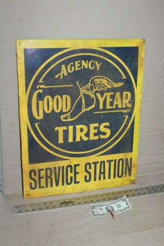 Rare Vintage Agency For Goodyear Tires Service Station Painted Metal Sign Gas 66