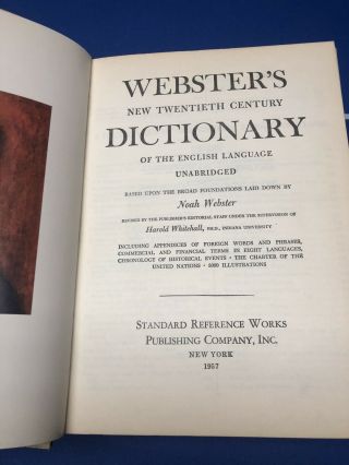Websters 1957 Twentieth Century Unabridged Dictionary Lrg Vintage 5