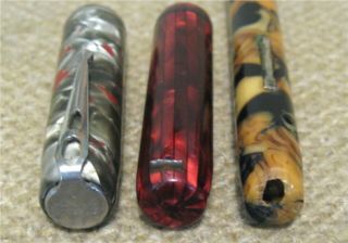 Vintage FOUNTAIN PENS: ESTERBROOK GRAY MARBLE,  RED STRIATED w/14 GOLD NB,  WELSH 3