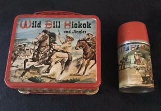 Vintage 1955 Wild Bill Hickok And Jingles Metal Lunchbox & Thermos R - 6