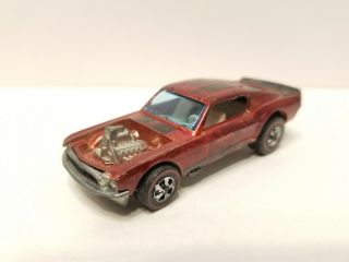 Vintage 1969 Hot Wheels Redline Mustang Boss Hoss Red Hong Kong Us Mattel