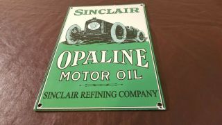 Vintage Sinclair Gasoline Porcelain Racing Opal Service Station Pump Plate Sign