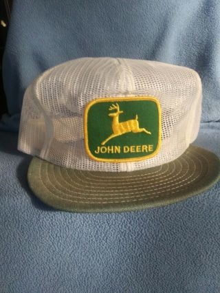 Vintage John Deere Patch Snapback Trucker White Mesh Patch Hat K - Products