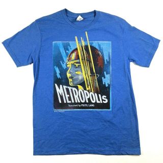 Metropolis Pritz 1927 Sci Fi Film Movie Poster Tee T Shirt Blue 1985 80s Vtg