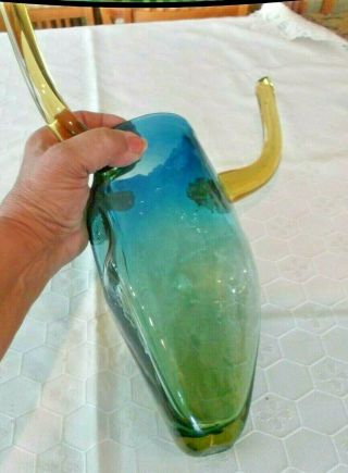 Rare Blenko STEER HEAD wall pocket vase - glass - 14 inches long 10