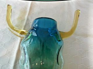 Rare Blenko STEER HEAD wall pocket vase - glass - 14 inches long 5