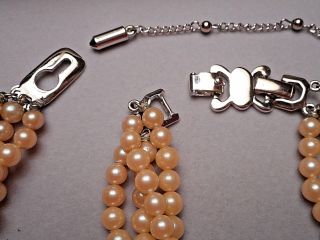 1960s Anne Klein 4 Strand Pearl Iridescent Crystal Bead Necklace,  Monet Bracelet 4
