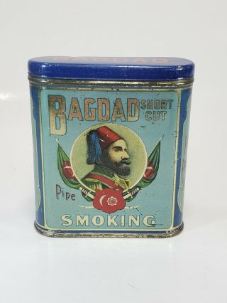 Vintage Bagdad Short Cut Pipe Smoking Tobacco Tin Near