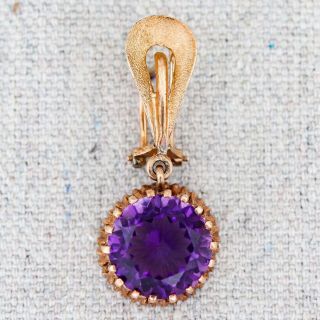 Large Vintage 14k Yellow Gold Amethyst Drop Dangle Earring Pendant Ring Project
