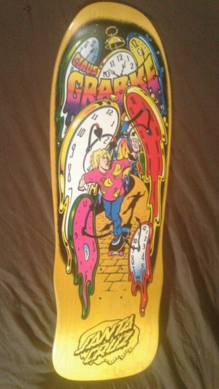 Ultra Rare Nos Santa Cruz Claus Grabke Reissue Skateboard Deck - Yellow Stain