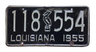 Vintage Louisiana 1955 Embossed Pelican License Plate 118 - 554