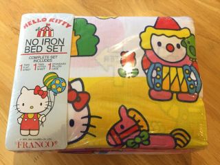 Vintage Hello Kitty Carnival Twin Sheet Set,  Mip,  Sanrio,  1976/83,  Poly/cotton