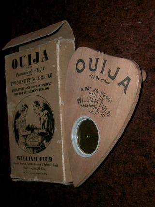 Vintage Ouija William Fuld Planchette W/ Box 1919