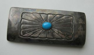 Vtg Native American Navajo Indian Sterling Silver Turquoise D.  Yazzy Belt Buckle 2
