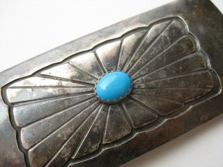Vtg Native American Navajo Indian Sterling Silver Turquoise D.  Yazzy Belt Buckle 3