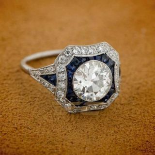4.  15ct White Round Diamond Vintage Art Deco Bezel Set Engagement Ring 925 Silver