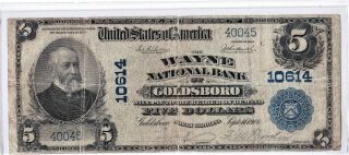 $5 1902 Pb Wayne National Goldsboro North Carolina Nc ( (rare))  Only 14 On Census