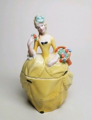 Vintage 1920s Victorian Dresser Half Doll Trinket Powder Vanity Box Jar Germany