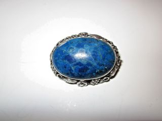 Lapis Brooch/pin In Sterling Silver With Grape,  Vine,  Leaf & Flower Design
