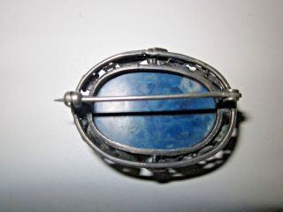 Lapis Brooch/Pin In Sterling Silver With Grape,  Vine,  Leaf & Flower Design 2