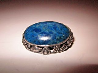 Lapis Brooch/Pin In Sterling Silver With Grape,  Vine,  Leaf & Flower Design 3