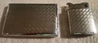 Vintage Art Deco Evans Trig - A - Lite Lighter And Cigarette Case Set 5