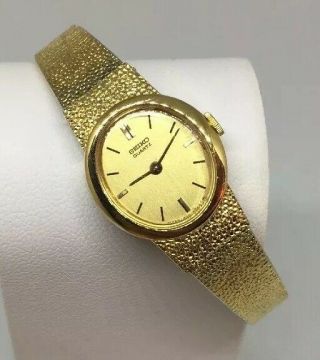 Vintage Seiko Gold Nugget Ladies Watch Model 1400 - 7379 Battery Conditio
