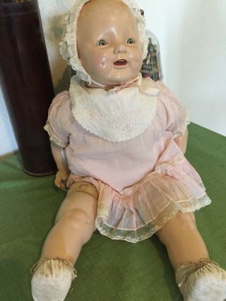 Antique Baby Dimples 1928/9 24” Composition Doll Baby Bib