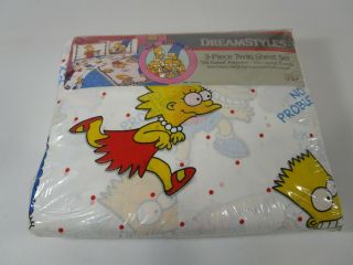 Vintage Set Of Nos The Simpsons 3 Piece Twin Size Bed Sheets Retro 1990 