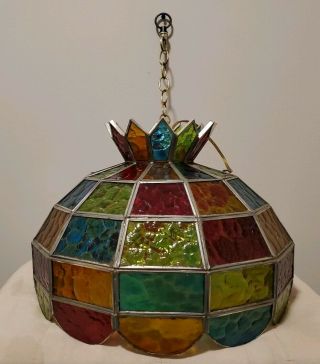 Vintage Stained Glass Hanging Light Lamp Tiffany Style Shade Ceiling Fixture