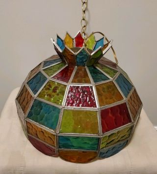 Vintage Stained Glass Hanging Light Lamp Tiffany Style Shade Ceiling Fixture 2