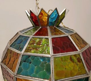 Vintage Stained Glass Hanging Light Lamp Tiffany Style Shade Ceiling Fixture 3