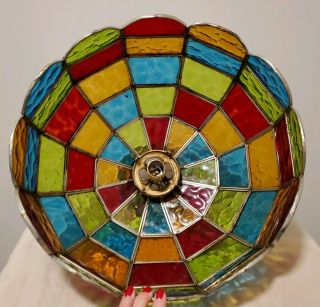 Vintage Stained Glass Hanging Light Lamp Tiffany Style Shade Ceiling Fixture 4