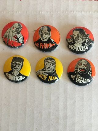 Vintage 1960’s Universal Monster Pins