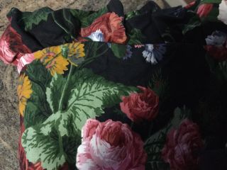 Rare Vintage Ralph Lauren Isadora Black Floral Full Flat Sheet