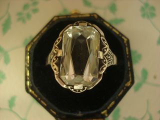 , Finely Antique Art Nouveau: Natural Rock Crystal Gemstone Silver Ring