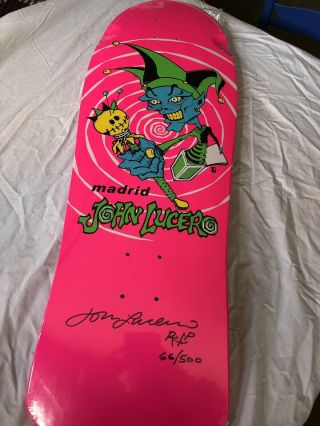 Madrid John Lucero Signed Skateboard Pink