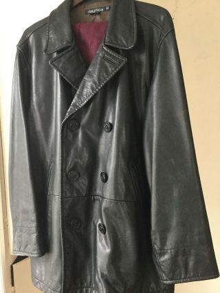 Men’s Vintage Nautica Leather Peacoat,  In - Size 46