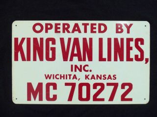 Vintage Moving Truck Sign Trucking Freight Metal Sign King Van Lines Wichita Ks