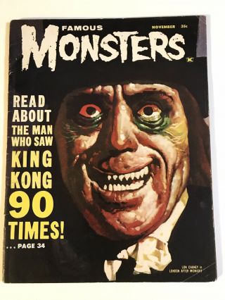 Vintage Famous Monsters Of Filmland Issue 20 Lon Chaney,  Great Spine Complete