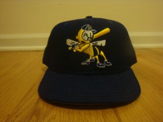 Vtg Burlington Bees Era 7 1/2 Hat Cap Minor League Wool Retro 90s Old Logo