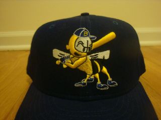 VTG Burlington Bees Era 7 1/2 hat cap Minor League Wool retro 90s old logo 2