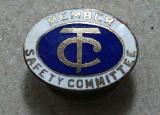 Vintage T C (tennessee Central Railway) Lapel Pin Safety Committee Oval Enamel