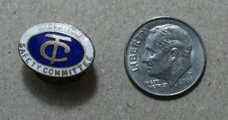 VINTAGE T C (Tennessee Central Railway) LAPEL PIN SAFETY COMMITTEE OVAL ENAMEL 3