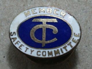 VINTAGE T C (Tennessee Central Railway) LAPEL PIN SAFETY COMMITTEE OVAL ENAMEL 4